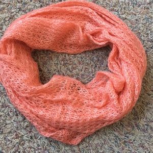 Never worn Rue21 coral crocheted infinity scarf